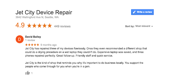 Google my business Customer review